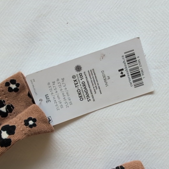 NWT carter's leopard print cotton long sleeve bodysuit diaper shirt 3 months - Picture 3 of 5